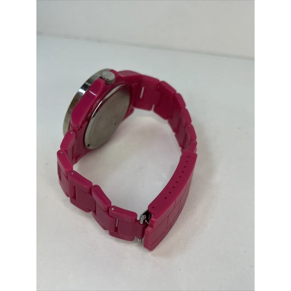 Women's Quartz Watch Pink Band Rhinestone Bezel 40mm- New‎ Battery